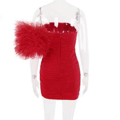 Sexy One Shoulder Strapless Red Party Dresses
