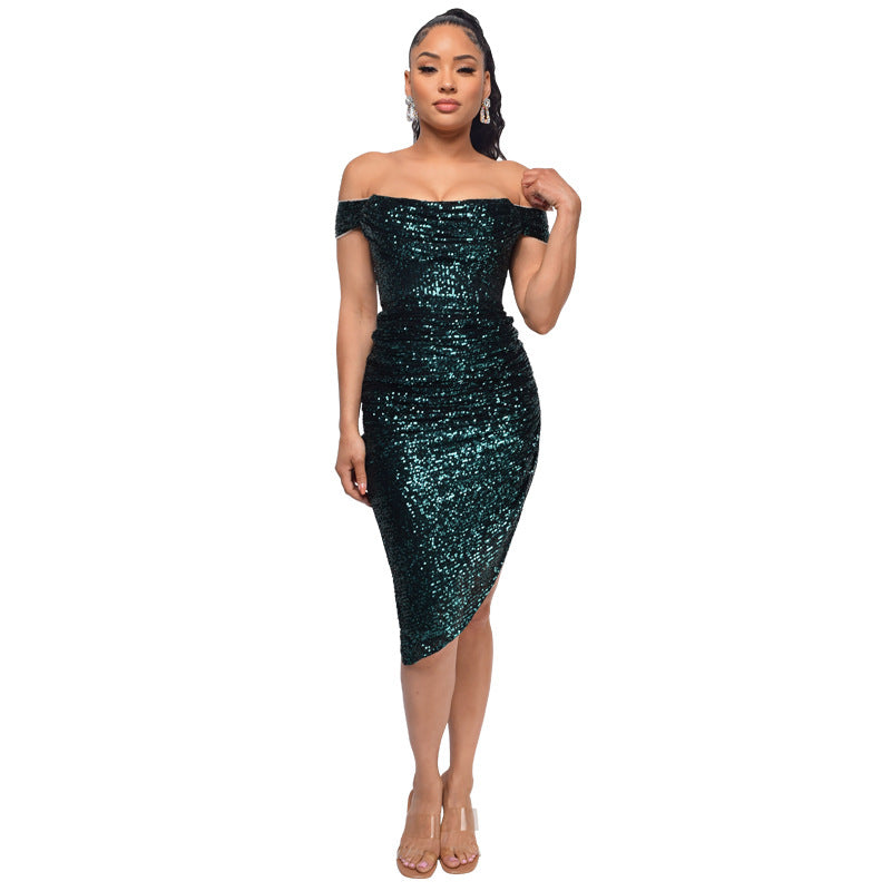 Sexy Off The Shoulder Sequined Mini Cocktail Dresses
