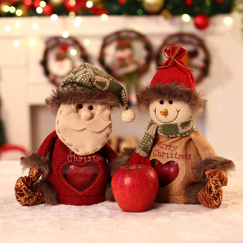 Linen Satan Claus Christmas Eve Peaceful Fruit Bag