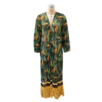 Summer Leopard Women Beach Cover Dresses