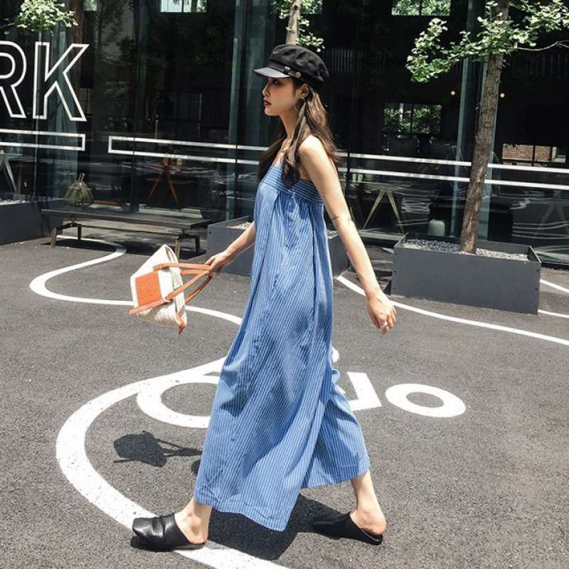 Fashion Loose High Waist Striped Leisure Jumpsuits-STYLEGOING