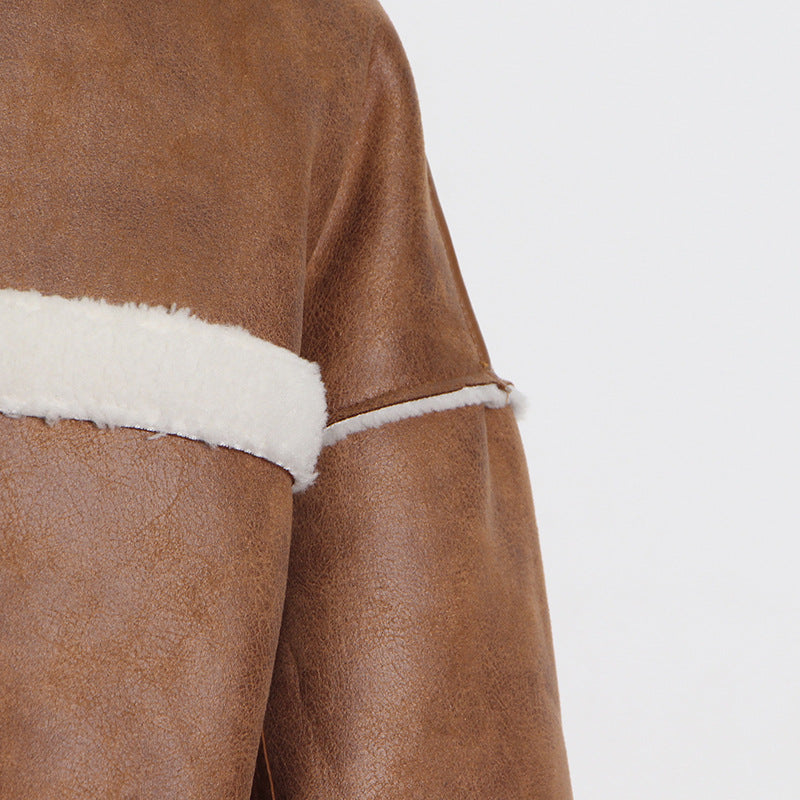 Luxury Motorcycle Sheep Fleece Jacket Coat for Winter