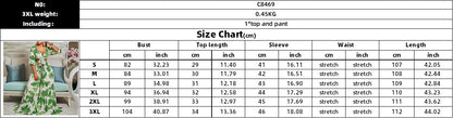 Casual Leaf Print Two Pieces Women Suits