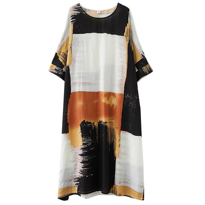 Casual Round Neck Plus Sizes Women Cozy Dresses