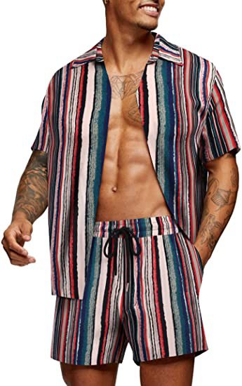Leisure Summer Men's Short Sleeves Shirts and Shorts