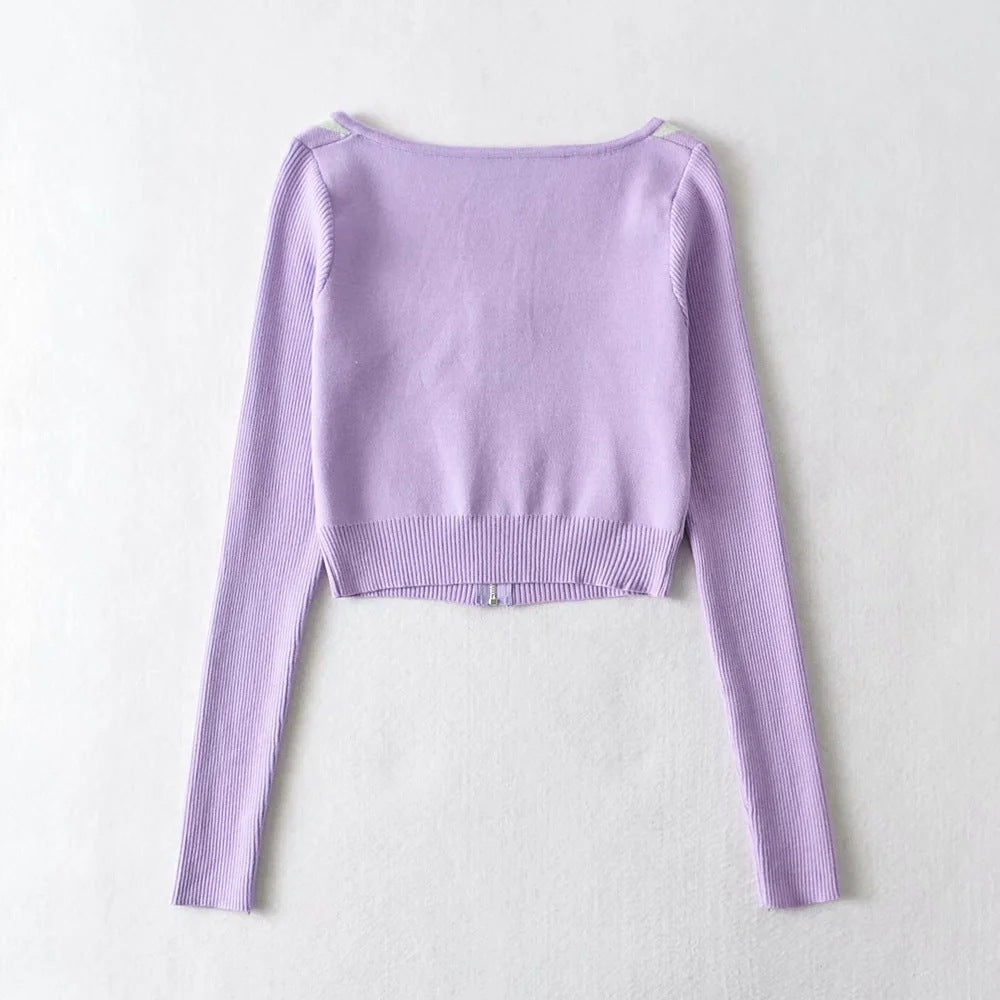 Elegant Midriff Baring Short Tops and Mini Knitting Skirts