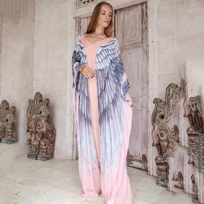 Wings Design Chiffon Summer Plus Sizes Beacwear Cover Ups