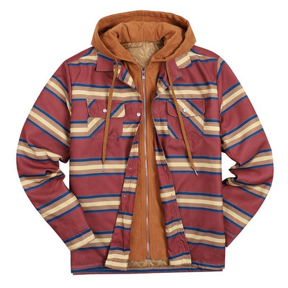 Plaid Winter Hoodies Jacket Outerwear for Men
