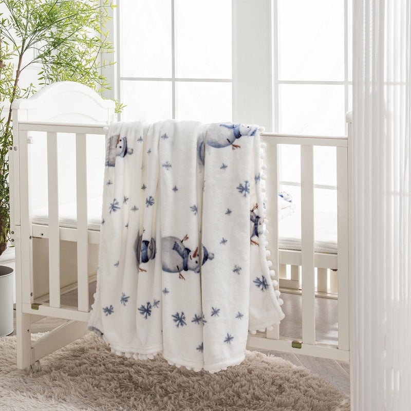 Christmas Deer/snowman Print Fleece Throw Blankets