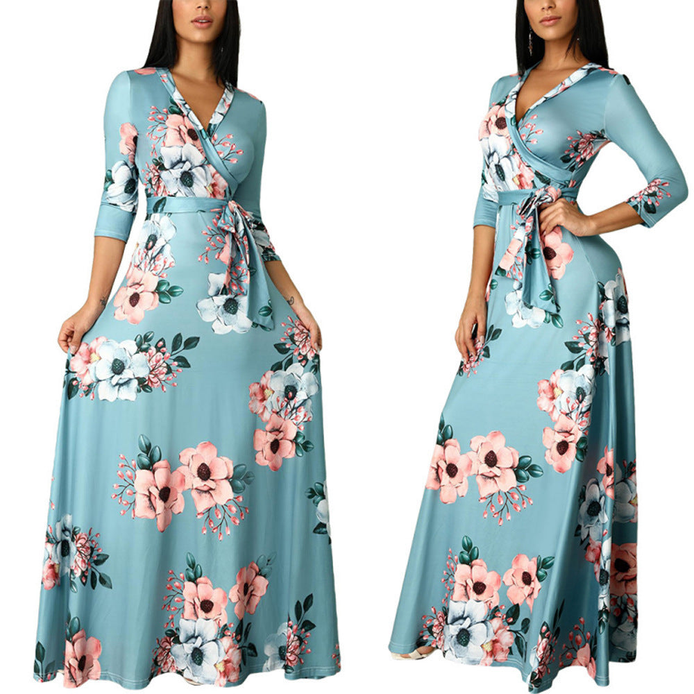 Plus Sizes Floral Women Autumn Party Dresses
