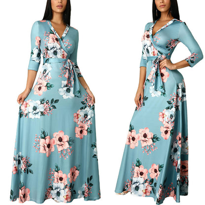 Plus Sizes Floral Women Autumn Party Dresses