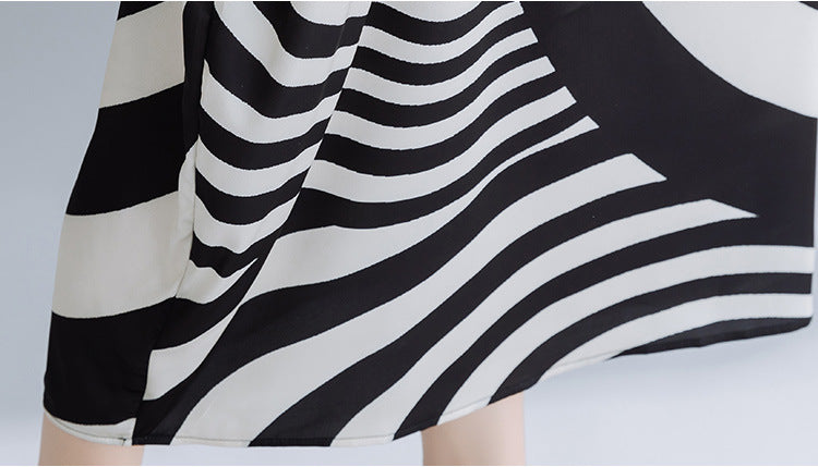 Summer Black Striped Plus Sizes Dresses