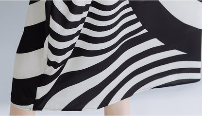 Summer Black Striped Plus Sizes Dresses