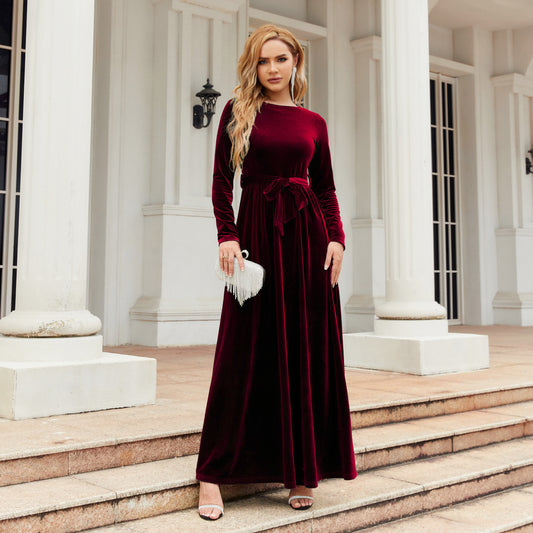 Elegant Velvet Long Sleeves Dresses