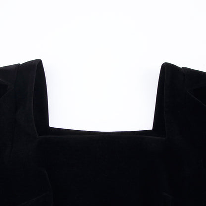Women Puff Sleeves Black Fall Short Dresses