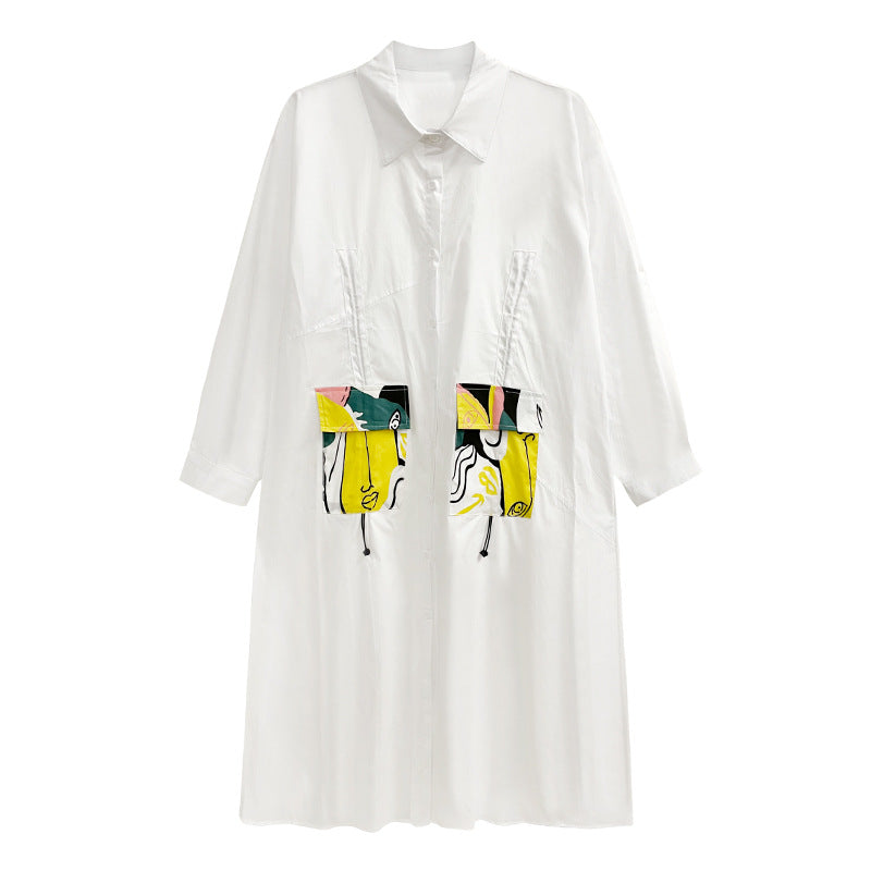 Designed Plus Sizes Long Sleeves Midi Shirts Dresses
