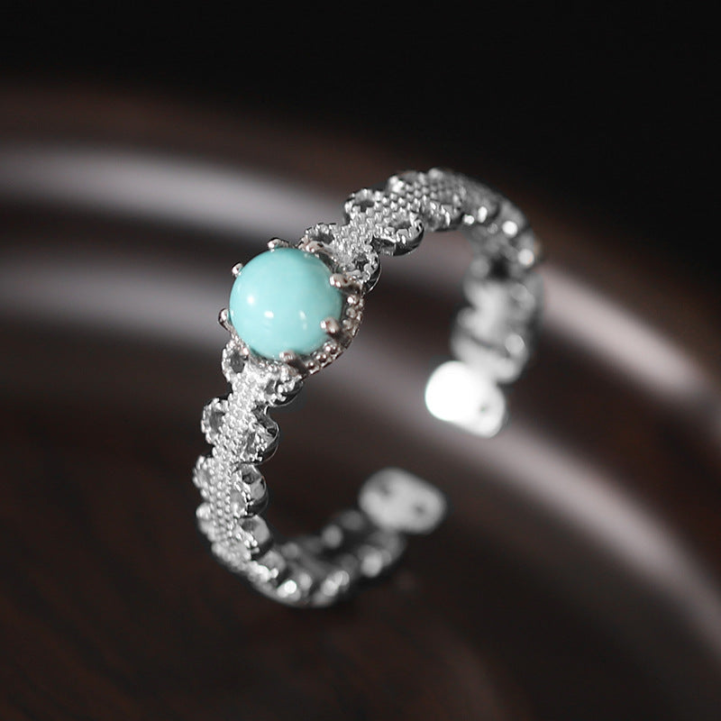 Fashion Waving 925 Sterling Sliver Jade Rings for Women 211