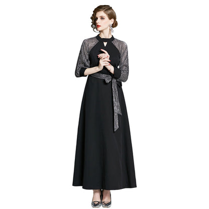 Elegant Office Lady Black Long Dresses