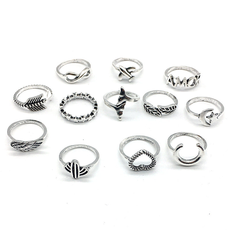 Vintage Boho Style Micro Inlays Ring Sets