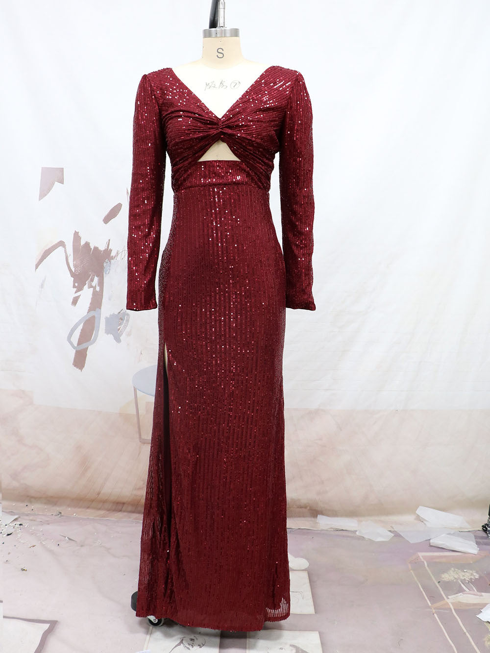 Sexy Long Sleeves Sequined Evening Dresses