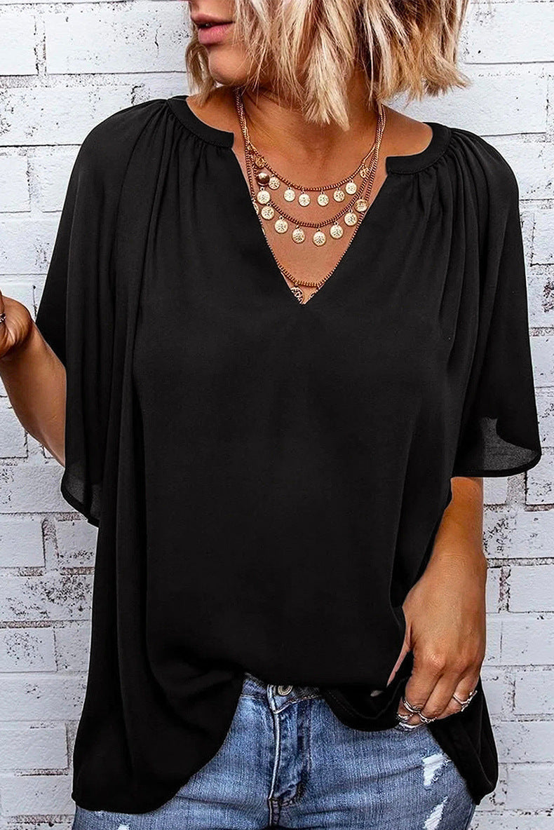 Leisure Summer Chiffon Women Short Sleeves T Shirts