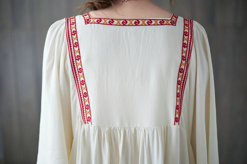Vintage Embroidery Summer Plus Sizes Long Dresses