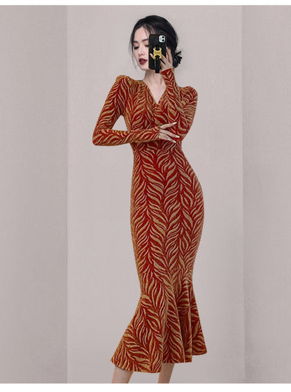 Luxury Elegant V Neck Long Mermaid Dresses