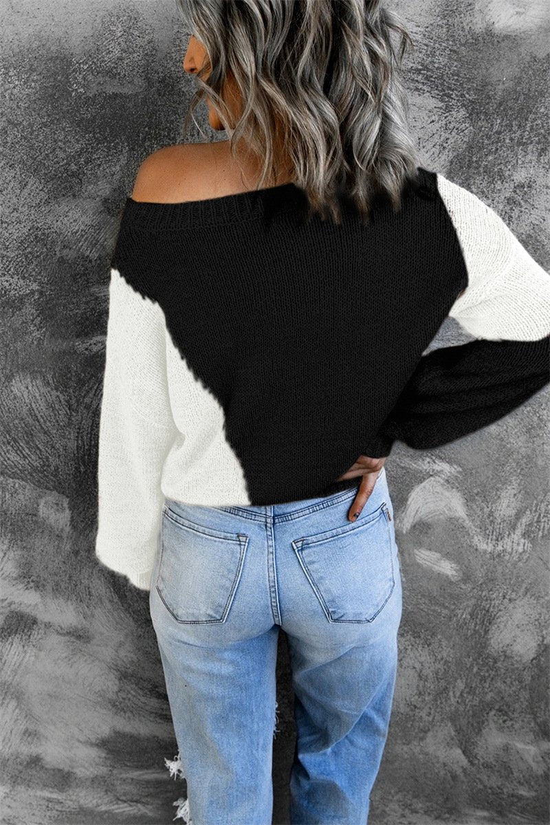 Women Knitting Irregular One Shoulder Sweaters-STYLEGOING
