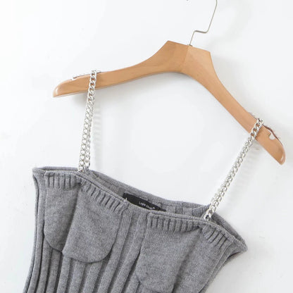Autumn Women Knitted Straps&sweater Sets