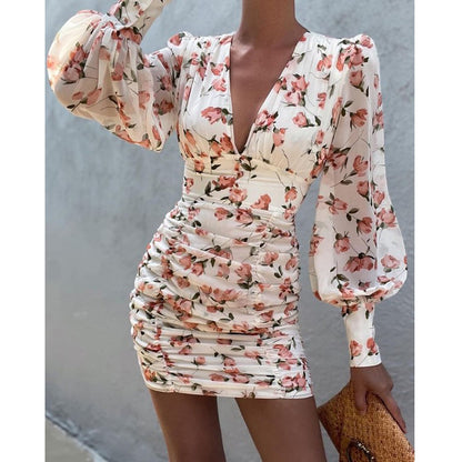 Sexy Floral Print Women Mini Dresses