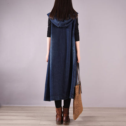 Casual Sleeveless Denim Long Vest