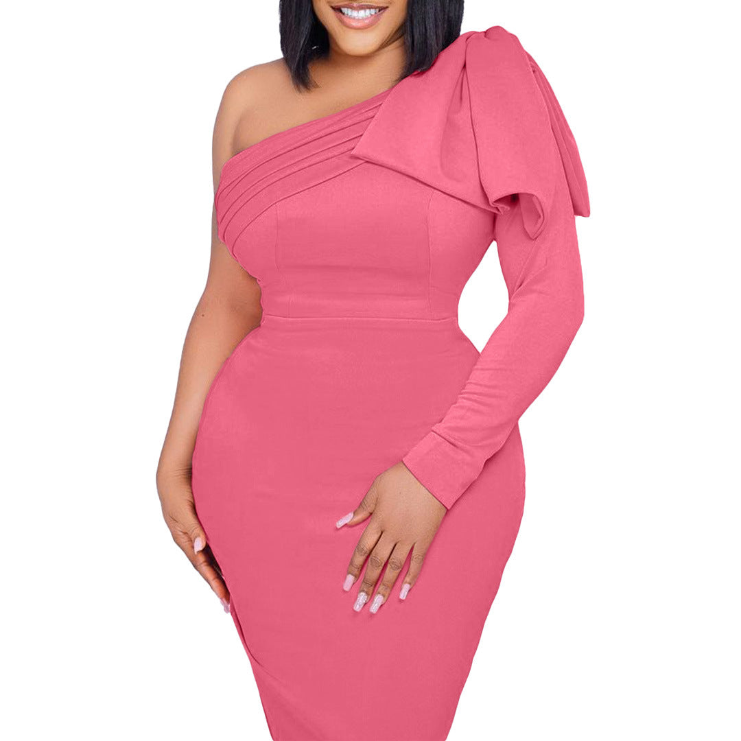 Fashion One Shoulder Sheath Women Dresses