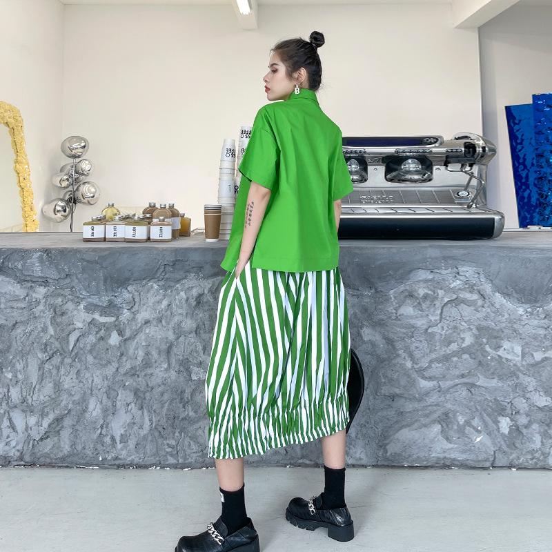 Fashon Persoanl Striped Shirts&skirts Two Pieces Sets-STYLEGOING