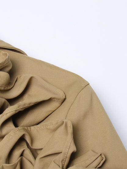 Designed Ruffled Long Sleeves Women Wind Break Coats