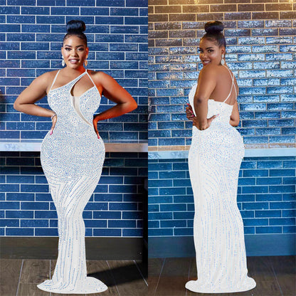 Sexy Diamond Sleeveless Long Evening Party Dresses
