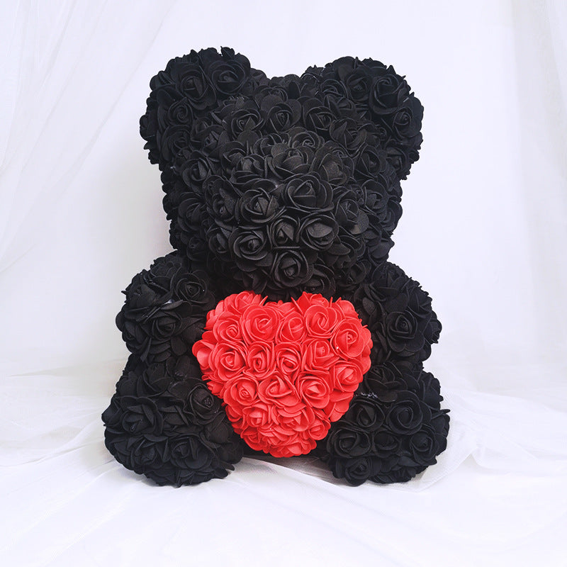 Valentine's Gift Preserved Flowers Rose Bear 25cm