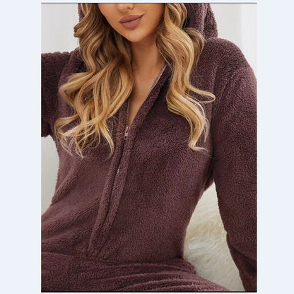 Plus Sizes Women Fleece Jumpsuits Sleepwear