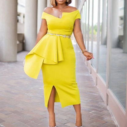 Fashion High Waist Plus Sizes Midi Party Dresses