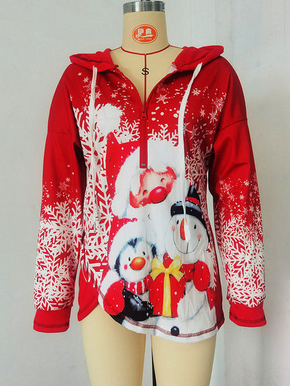 Christmas Red Snowma Zipper Hoodies