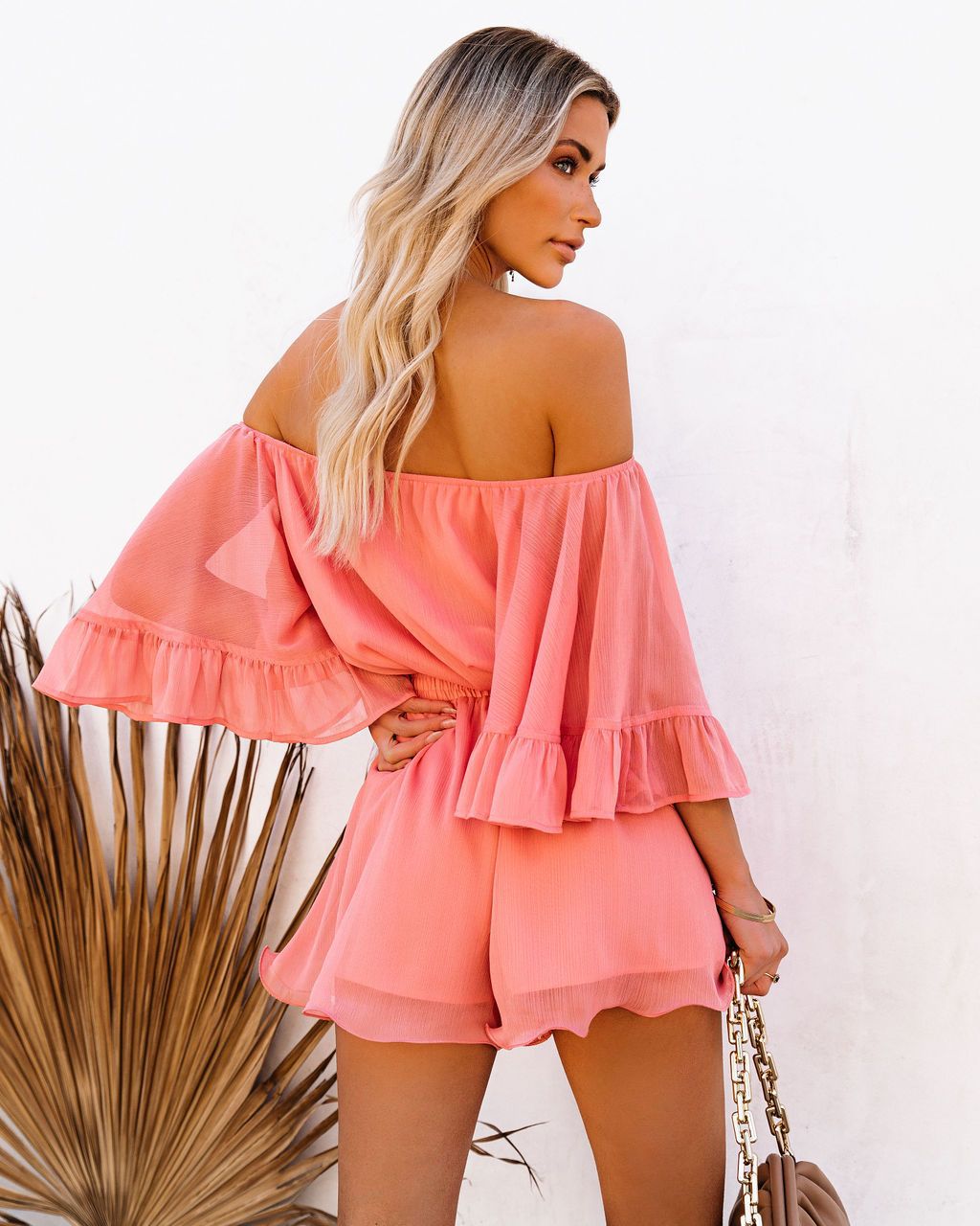 Summer Chiffon Off The Shoulder Tops & Pants Suits