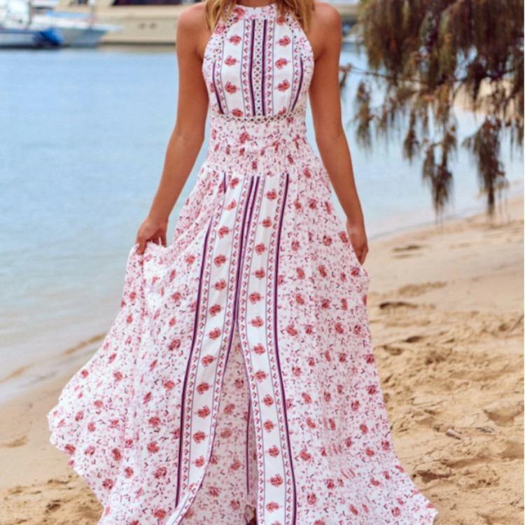 Women Bomemia Split Front Backless Dresses-STYLEGOING