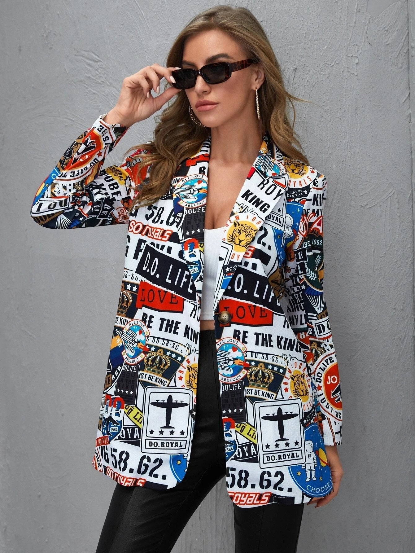 Unfixed Animal/Letter Print Women Blazers-STYLEGOING