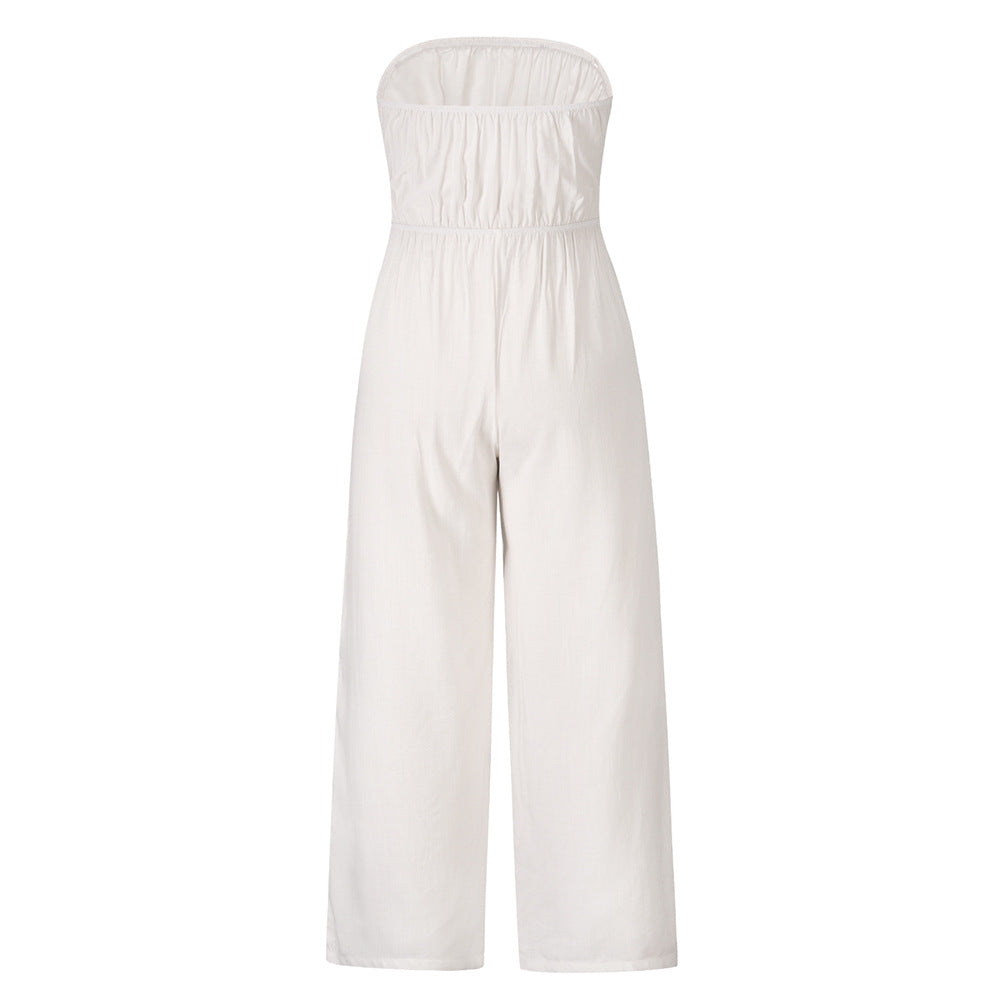 Summer Casual Strapless Backless Women Jumpsuits