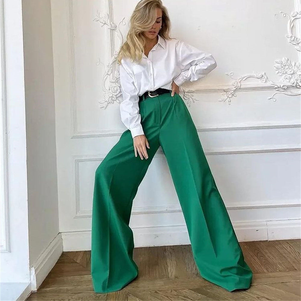 Casual High Waist Women Wide Legs Pants