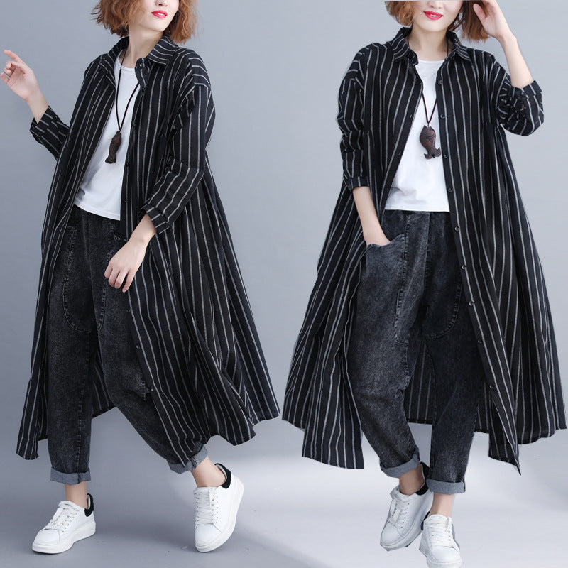Linen Women Plus Sizes Long Shirts
