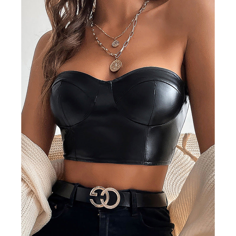 Sexy Strapless Midriff Baring Short Tops