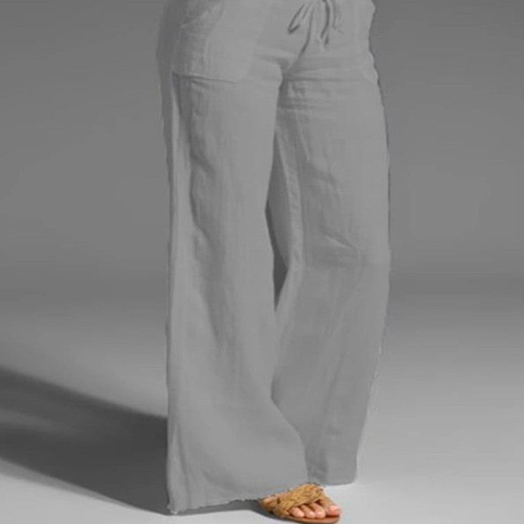 Casual Linen High Waist Women Pants