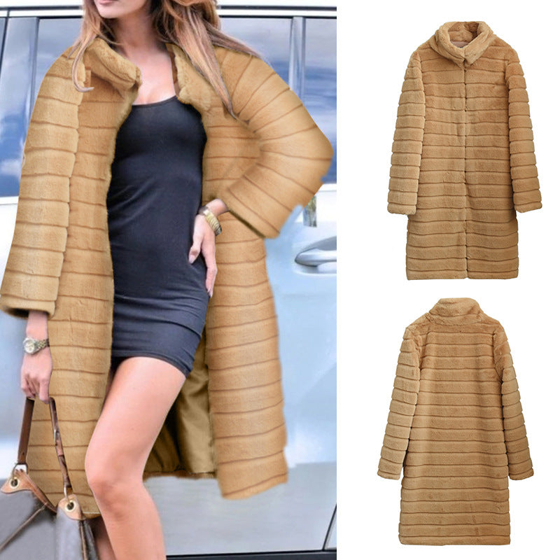 Fashion Artificial Fur Winter Long Overcoats for Women