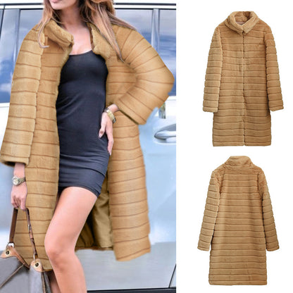 Fashion Artificial Fur Winter Long Overcoats for Women