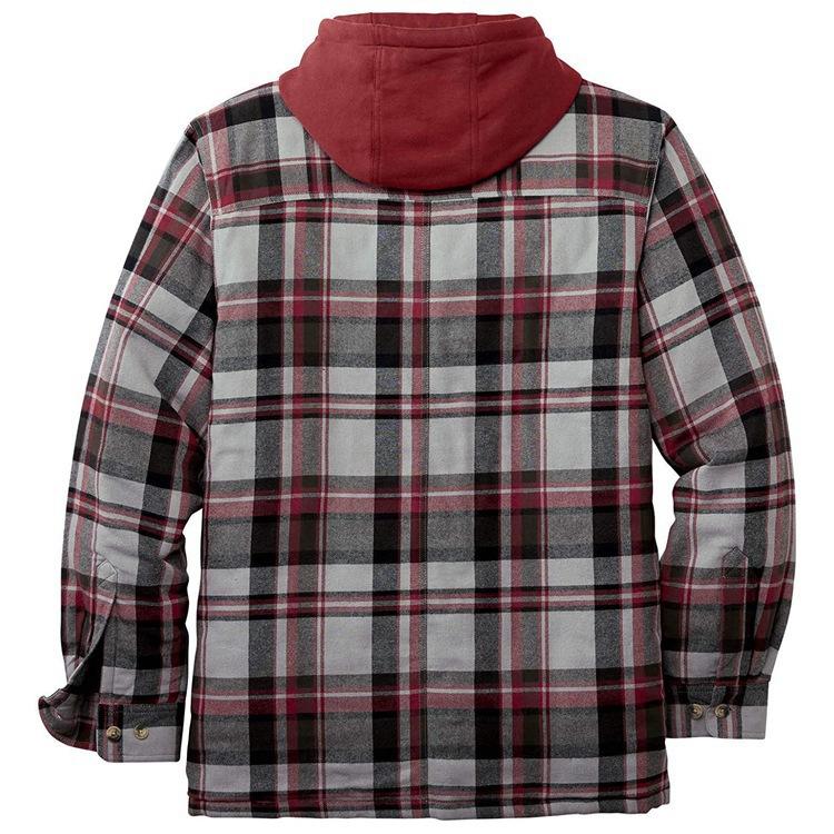 Long Sleeves Plaid Hoodies Winter Overcoat for Men-STYLEGOING